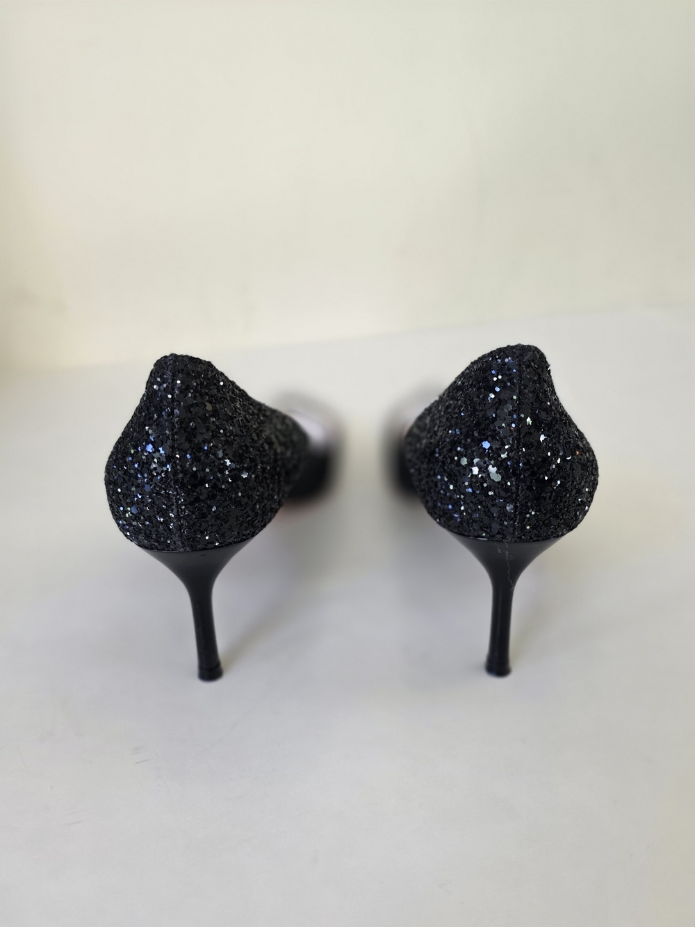 Jimmy Choo Black Glitter Pumps EU 39 US 8.5 Wedding Prom Graduation Heels - Picture 5 of 12